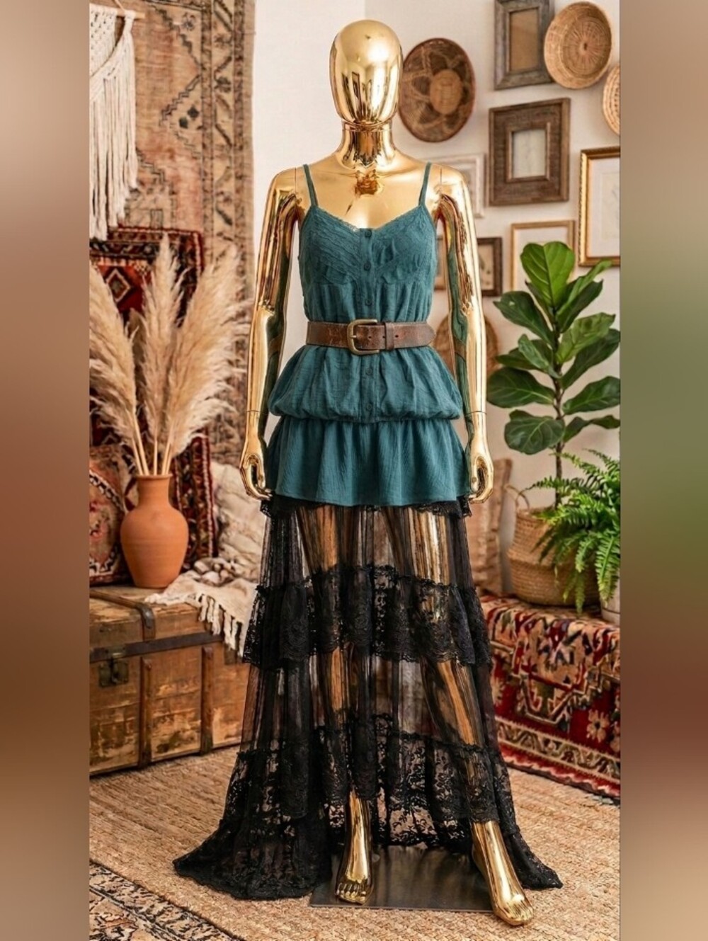 Vintage Teal Ruffled Cami Top! 🩵